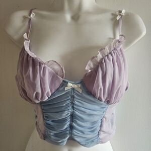 SHEIN Purple and Blue Ruched Bralette with Adjustable Straps Size M / 6
